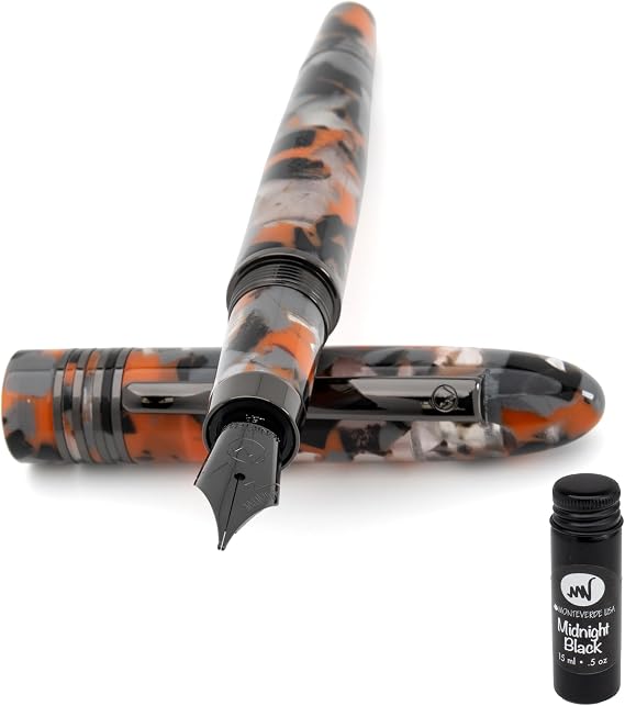 Monteverde USA Orange Mountain Fountain Pen Omniflex Nib with Free 15ml Ink Bottle Luxury Writing Gift from Mountains of the World Collection