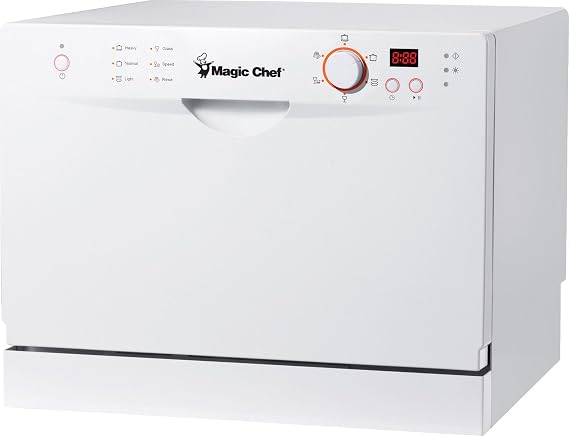 Magic Chef MCSCD6W3 6 Place Setting Countertop Dishwasher, White