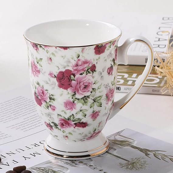Porcelain Cup Fine Bone Porcelain Classic Breakfast Cup Porcelain Cup E-URO Style Art Tea Cup Coffee Mug Large Coffee Mugs Large Capacity Ceramic Breakfast Water Cup Floral Mugs Tea Mug