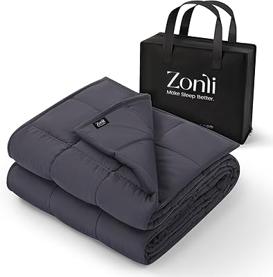 ZonLi Weighted Blanket 60x80, 20lbs, Dark Grey Queen Size Weighted Blanket for Adults, High Breathability Heavy Blanket, Soft Material with Premium Glass Beads