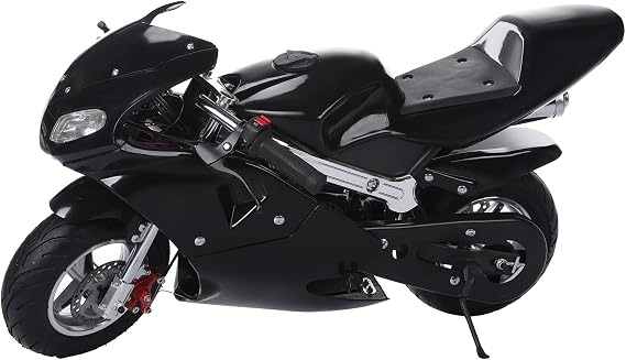 Mini Motorcycle for Adults 49cc 2-Stroke Pocket Bike Gas Pocket Bike Mini Bike for Kids Mini Motorcycles for Kids, Strong Dual Brake, Racing Max Speed 20Mph, Max Weight 170 LB (Blac)