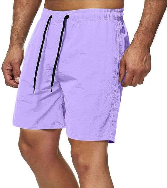 Mens Casual Shorts 2025 Summer Beach Elastic Waist Drawstring Shorts Lightweight Quicky Dry Vacation Pants