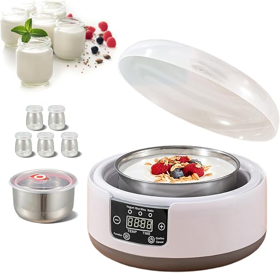 Probiotic Yogurt Maker, 1.2 Quart Fully Automatic Yogurt Maker Machine, Yogurt Maker with Temperature & Time Control, Multifunctional Yogurt Maker for Homemade Greek, Vegan Yogurt (Machine Only)
