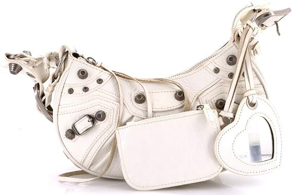 Pre-Loved Le Cagole Giant Studs Shoulder Bag Leather XS, White