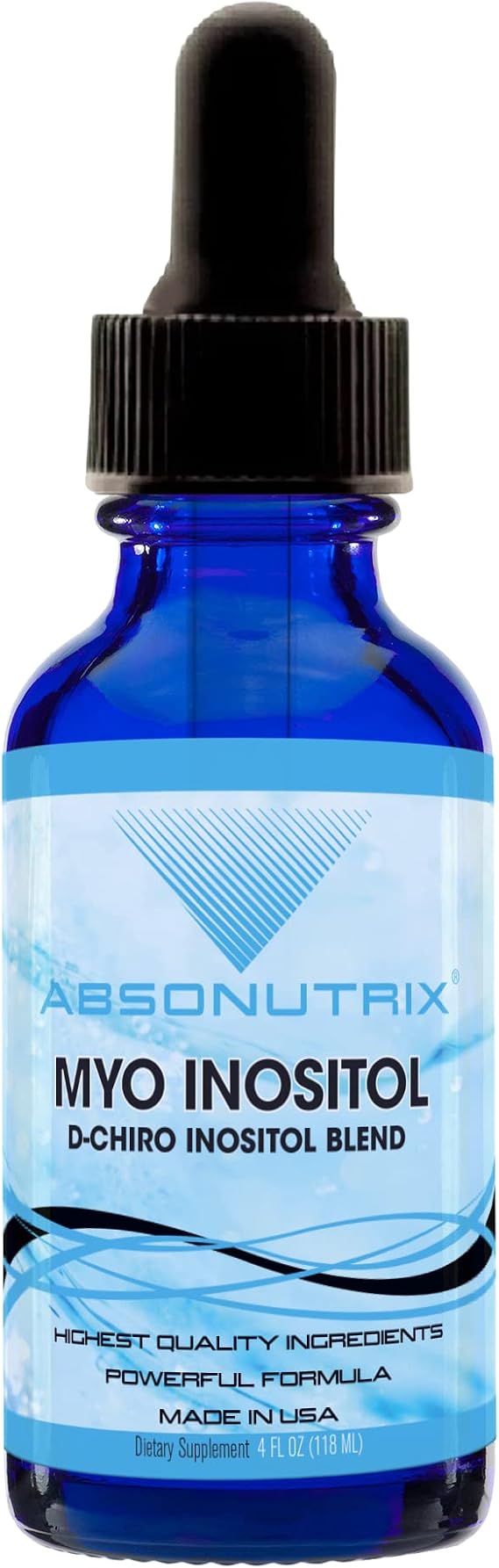 Myo Inositol & D-Chiro Inositol Blend 590 mg, 4 Fl Oz Drops, 200 Potent Servings, Bioavailability, Quick Absorption, GMP-Certified, Non-GMO, Cruelty-Free, Made in USA