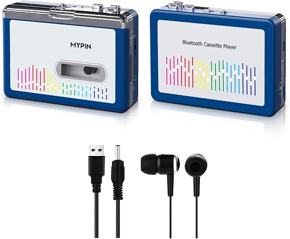 Bluetooth Cassette Player with 3.5mm Headphone, Portable Tape Player | Bluetooth Output to Headphone/Speaker, Portable Walkman Player 2 AA Battery or USB Power Supply, Auto Reverse, Stereo Sound