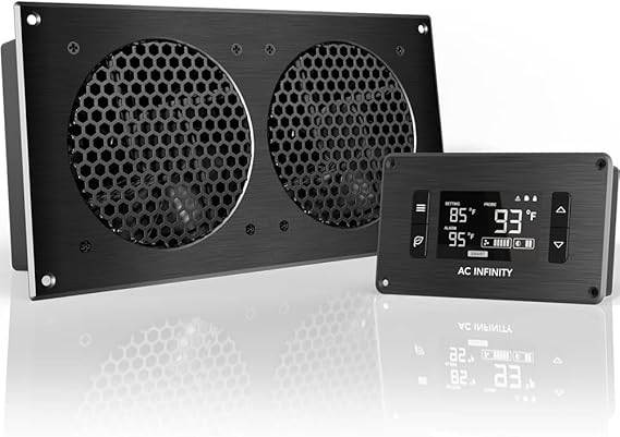 AC Infinity AIRPLATE T7, Quiet Cooling Fan System with Thermostat Control, for Home Theater AV Cabinets | Control, for Home Theater AV Cabinets