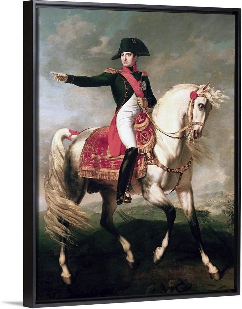 Equestrian Portrait of Napoleon I 1769 Black Float Frame Canvas Art, Horse Artwork