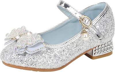 Night Slippers for Girls Toddler Little Kid Girls Dress Pumps Glitter Sequins Princess Bowknot Low Sandal Y3