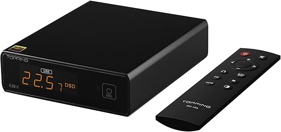 TOPPING E30 II DAC Dual AK4493S Chips, Hi-Res Audio, USB/Optical/Coaxial Inputs, Ultra-Low Noise Power Supply, PCM & DSD Decoding, Auto On/Off, Preamp Mode & Remote Control (E30 II - Black)