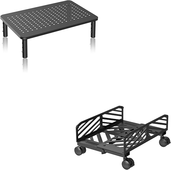 suptek Computer Tower Stand 7.28 to 11.81 inch Wide Adjustable CPU Steel Rolling Stand