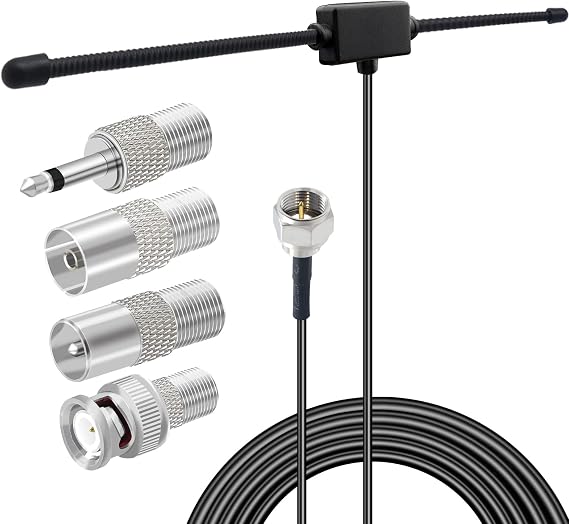 Upgrade Indoor FM Radio Antenna for Home Stereo Receiver - 4 Type Adapters, 75 Ohm FM Stereo Antenna for Rural Area