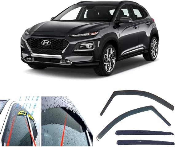 4x Rain Wind Deflectors for Hyundai Kona 2017 2018 2019 2020 2021 2022 2023