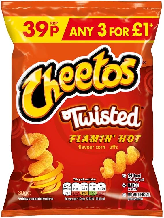 Cheetos Twisted Flamin' Hot Snacks, 12 x 30g