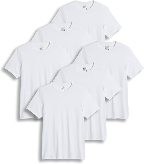 Jockey Big & Tall Classic Crew Neck Undershirt- 6 Pack - 100% Cotton T-Shirts for Men