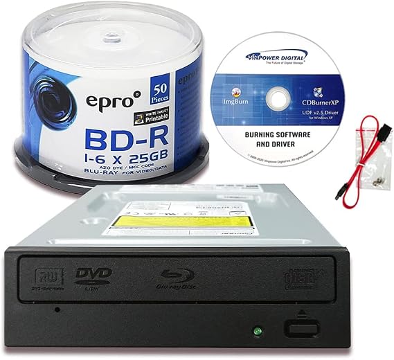 Digital Pioneer BDR-212D 16X Blu-ray DVD CD Built-in Burner Drive Bundle