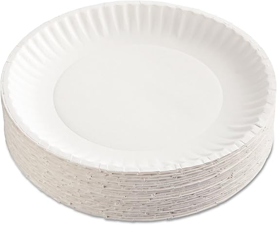 Paper Plates, 9" Diameter, White, 100/Pack, 12 Packs/Carton