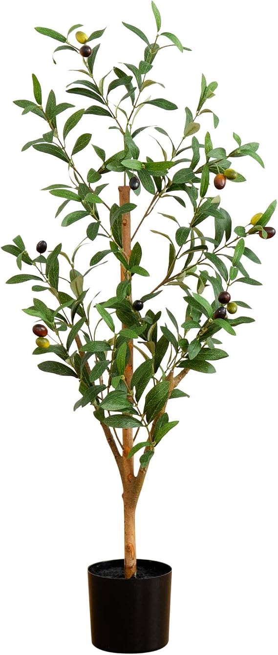 Nearly Natural 3 ft Artificial Olive Tree with Natural Trunk for Decor
