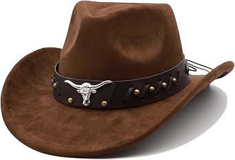 Cowboy Hat for Men Western Cowgirl Hat for Women Unisex Wide Brim Felt Fedora Hats Classic Flat Top Hats with Buckle Belt