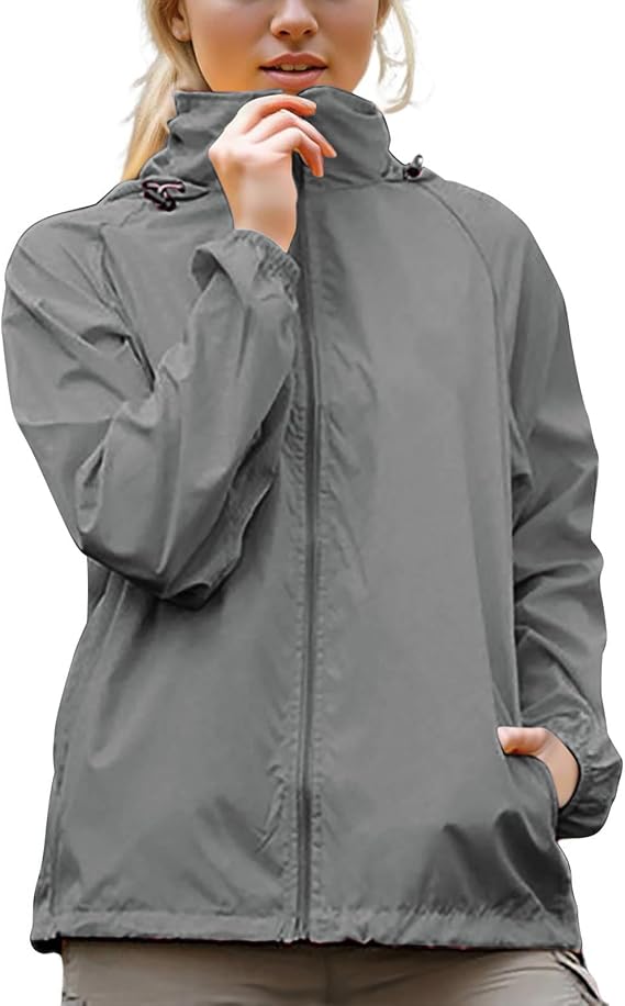 Women's Packable Rain Jacket Waterproof Lightweight Hooded Raincoat Outdoor Golf Hiking Travel Windbreaker Rain Coats
