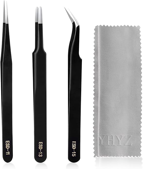 YHYZ Precision Tweezers Set, for Craft DIY Jewelry Watch, Stainless Steel Anti-Static ESD Tweezers Kit for Electronics, Sodlering