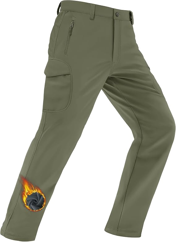 MAGCOMSEN Snow Pants for Men Fleece Lined Softshell Winter Men's Ski Pants