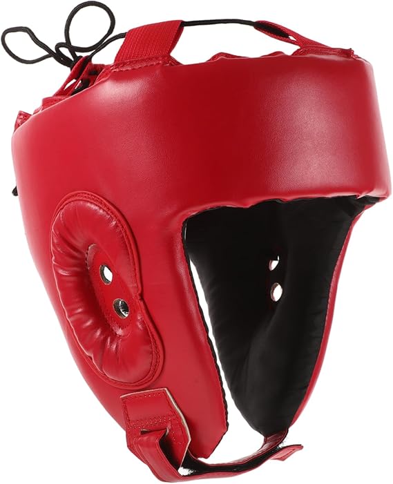 Boxing Headgear Sparring Helmet with Face Guard Adjustable Taekwondo Protective Gear Padded Red Sports Helmet for Combat Training and Martial Arts Safety