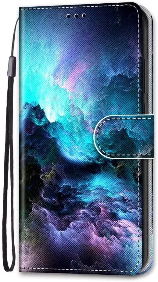 For iPhone 15 Plus Case Flip Shockproof Leather Folio Book Wallet Case with Card Holder Stand Silicone Bumper Protector Cover Phone Case for iPhone 15 Plus,Blue Colud