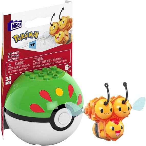 Mega Construx Pokemon Series 17 Combee Figure Building Set with Friend Poke Ball