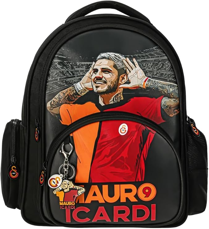 Galatasaray Çocuk Baskılı Lisanslı Çok Bölmeli Fermuarlı Okul Sırt Çantası, Siyah