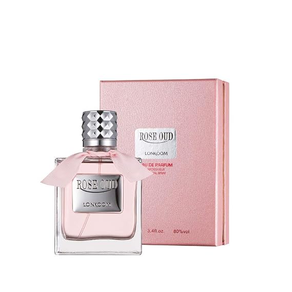 Lonkoom OUD Rose Perfume for Women, 3.4Fl Oz/100ml Eau De Parfum Spray Long-Lasting Fragrance, FloralFruity Notes of Red Lychee, Golden Quince, Kiwi, Jasmine, Chocolate, Musk, Orris Root, Woods