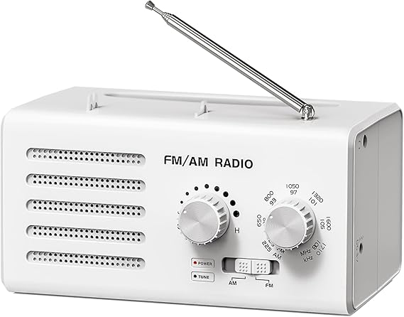 Goodes AM FM Radio Portable with Best Reception | Transistor Radio Plug in Wall Battery Powered, Loud Speaker, Small Radios for Home Outdoor Office Desk Use, Gift for Elders
