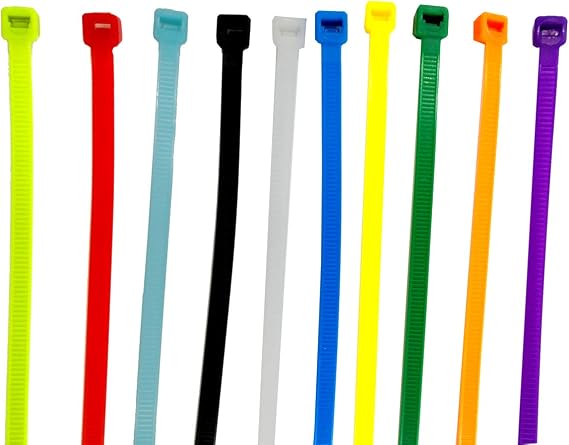 Nylon Cable Ties Heavy Duty Zip Ties with Self-Locking 10 Colors on Ethernet UV Black Zip (10'' 100pcs)