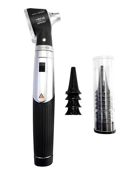 Heine Mini 3000 Otoscope with Handle, 4 Reusable Tips & 10 Disposable Tips