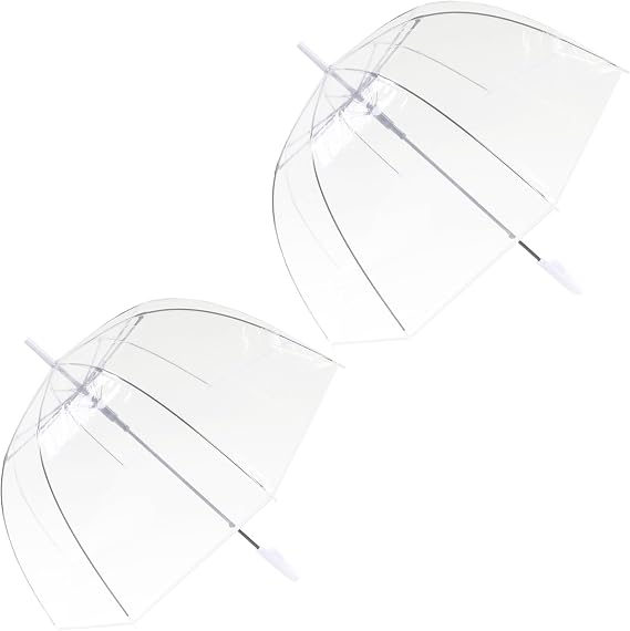 ThreeH 2 Pcs Clear Bubble Umbrella Adult Automatic Open Dome Shaped