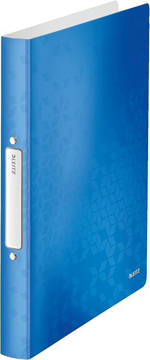 Leitz 2 Ring Binder, Holds up to 190 Sheets, Wow Range, 25 mm Spine, 42570036 - A4, Blue Metallic