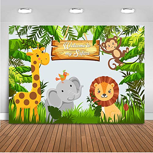 Mehofoto Jungle Safari Backdrop Safari Animal Birthday Party Background 7x5ft Vinyl Jungle Animals Baby Shower Backdrops Banner