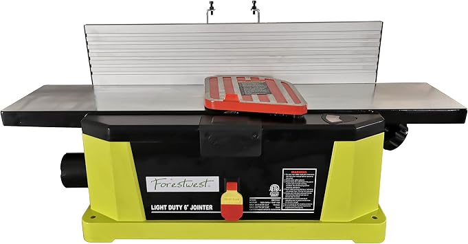 FORESTWEST 10521, 10-Amp Corded, 6-Inch Bench Jointer, Up to 20,000 cuts per Minute, 2 double sided SK5 blades