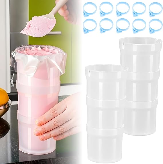 Piping Bag Holder Stand for Filling, 2 Pack, 20 Silicone Ties