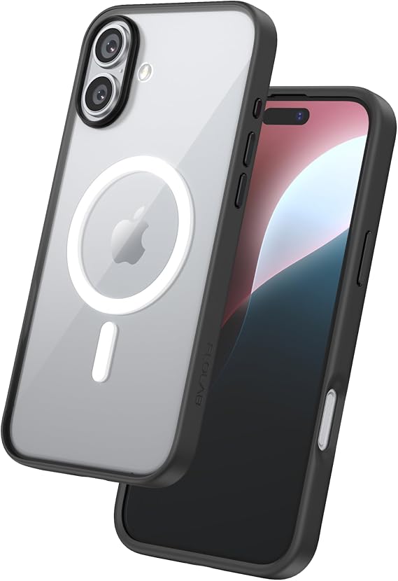 FLOLAB Surtect Tri-Fusion Magnetic for iPhone 16 Case Protective Slim Design Magsafe Compatible Military Grade - Black Clear