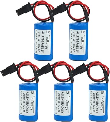 Nincrane WELLVEUS 1756-BA2 3.0V PLC Battery Replacement for Allen Bradley 1756-BA2 BR23A-AB 1745-B1Pack of 5