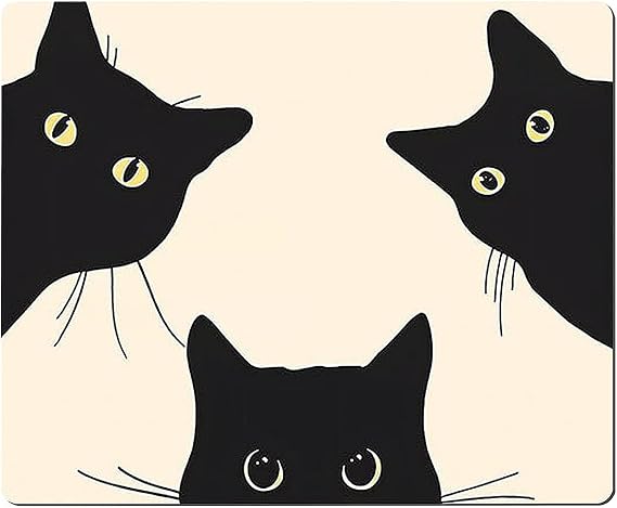 Computer Mouse Mat, Cute Mouse Mat, Square Cute Mouse Pad, for Desk Laptop with Non-slip Rubber Base (Three Cats)