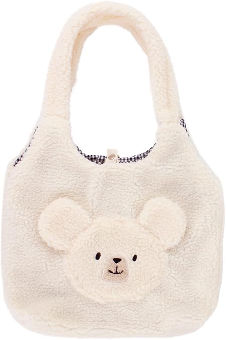 Faux Fur Tote Bag for Women Girl Plush Shoulder Handbags Furry Purse Fluffy Tote Bag for Autumn and Winter
