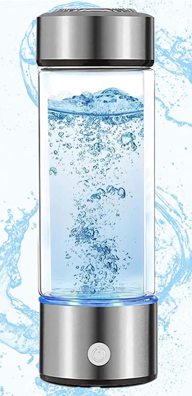 Hydrogen Water Bottle, Hydrogen Water Generator, Hydrogenated Filtered Water Bottle, Portable USB Rechargeable with SPE and PEM Technology for Office Home TravelSilver