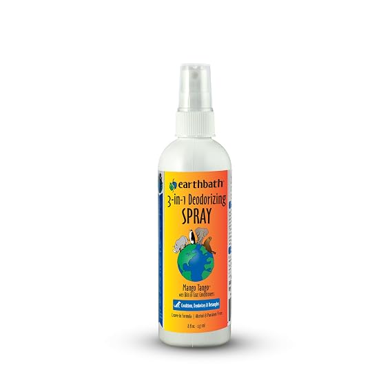 earthbath Mango Tango 3-in-1 Dog & Puppy Deodorizing Spritz, 8 Oz (1 Pack) | Dog Odor Eliminator for Strong Odor, Made in USA