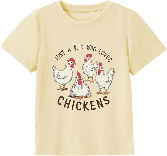 Kids Graphic Tees Cute Mushroom Toddler Shirt Farm Animals Ducks Chickens Natural Boys Girls Clothes Tops 2-7 Years