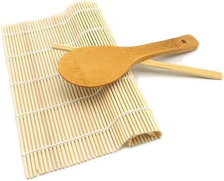 Portable Healthy Korea Gimbap, Japan Sushi Home DIY Kitchen Rice Roll Mat Bamboo Chopsticks and spatula 3Pcs