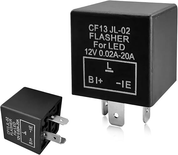 3-Pin CF13 EP34 Electronic Flasher Relay, CF13 JL-02 12V LED Light Flasher Blinker Relay, Universal Turn Signal Light Falsher Fixes Hazard Warn Hyper Flash No Flash