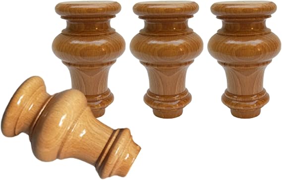 4 pcs Furniture Leg,Furniture Feet,Round Gourd Leg,Sofa Feet,Wood Legs,Cabinet Leg,Coffee Table Legs,Bed Leg,Replacement Bench Legs,for Sofa,Armchair,TV Stand,Screws Included(wood1