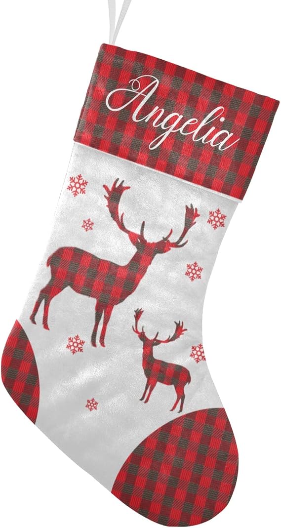 Custom Oversized Christmas Stocking Personalized Red Flannel Christmas Stocking with Name (Christmas 01, Quantity: 1)
